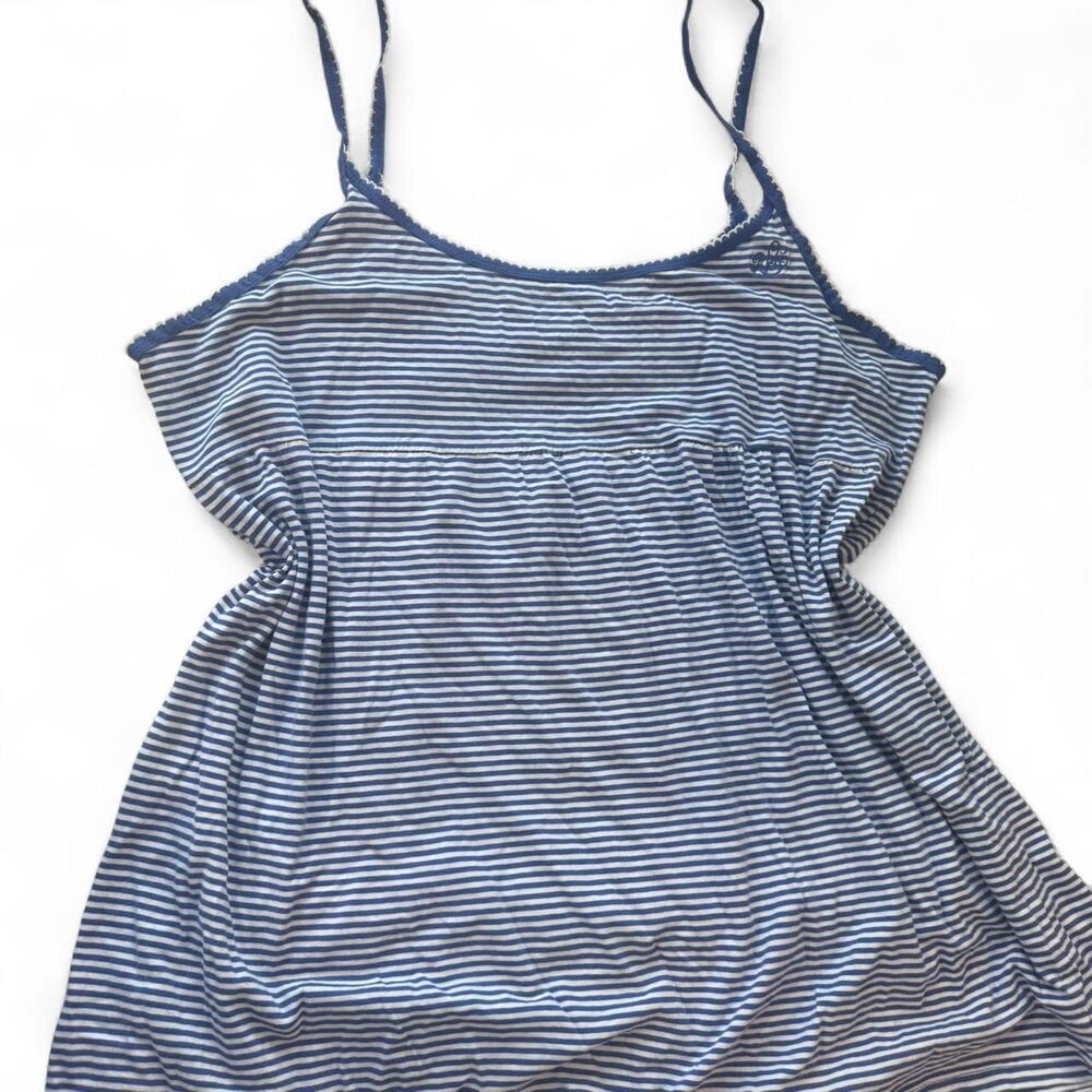 Lauren Ralph Lauren 100% cotton blue & white striped babydoll top with monogram